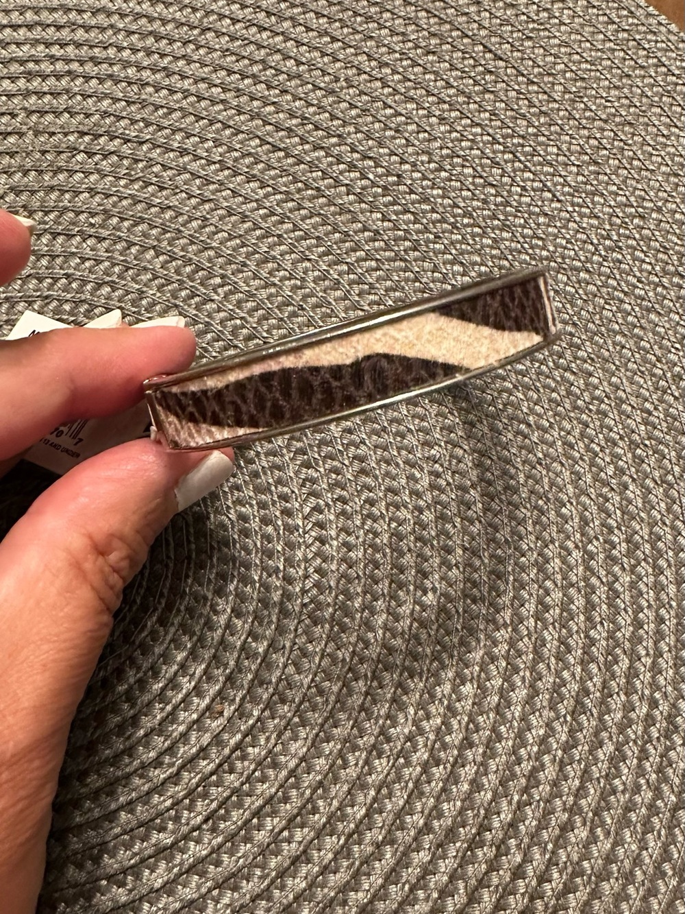 Womens Animal Print Bangle Bracelet - Brown and Cream